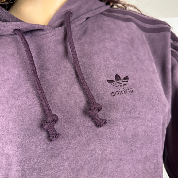 Adidas Adicolor Classics Faux Suede Hoodie Women's Size XS UK6 - Picture 2 of 11